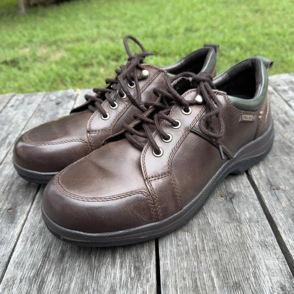 Pikolinos Men's 43 US 9.5-10 Brown Leather Oxford Comfort Walking Shoes Spain - Picture 1 of 8